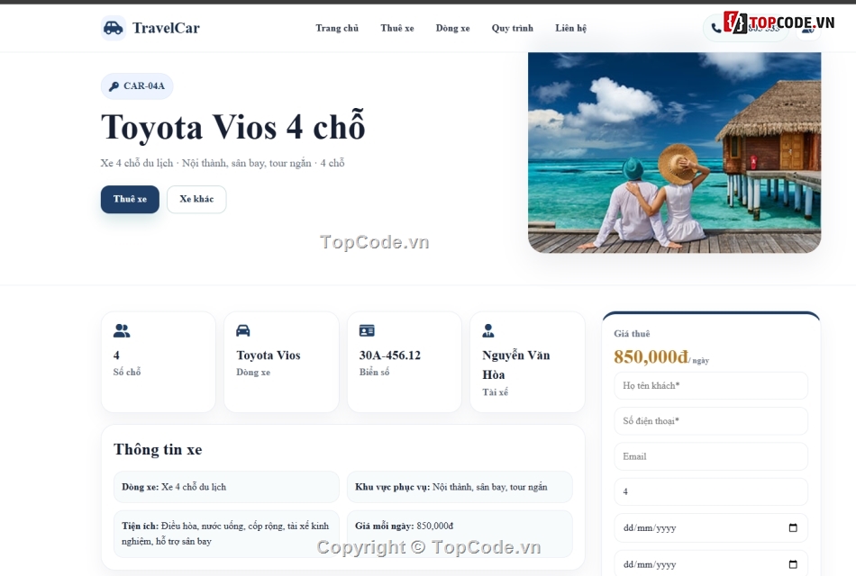 web quản lý,quản lý du lịch,website quản lý xe